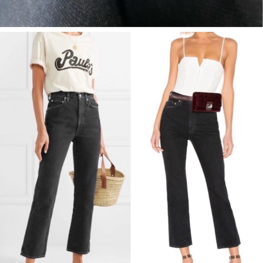 Agolde Pinch Waist High Rise Kick Jeans in Pepper Black 28 USA 100% Cotton
